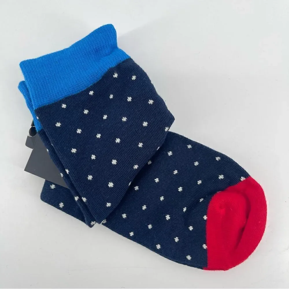 Men’s Red Blue White Speckled Novelty Casual Dress Cotton Crew Socks One Size